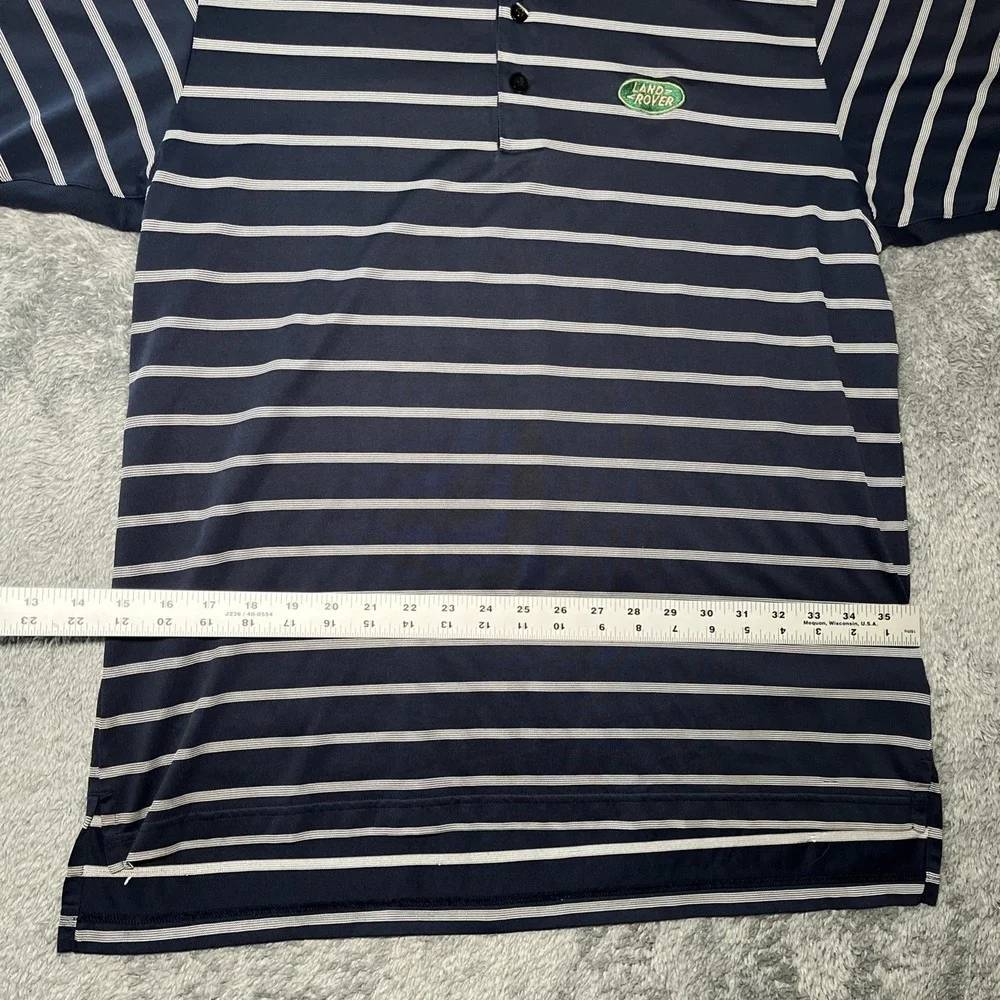 Adidas Clinacool Men's Polo Short Sleeve Shirt Blue/White Striped Landrover SZ M